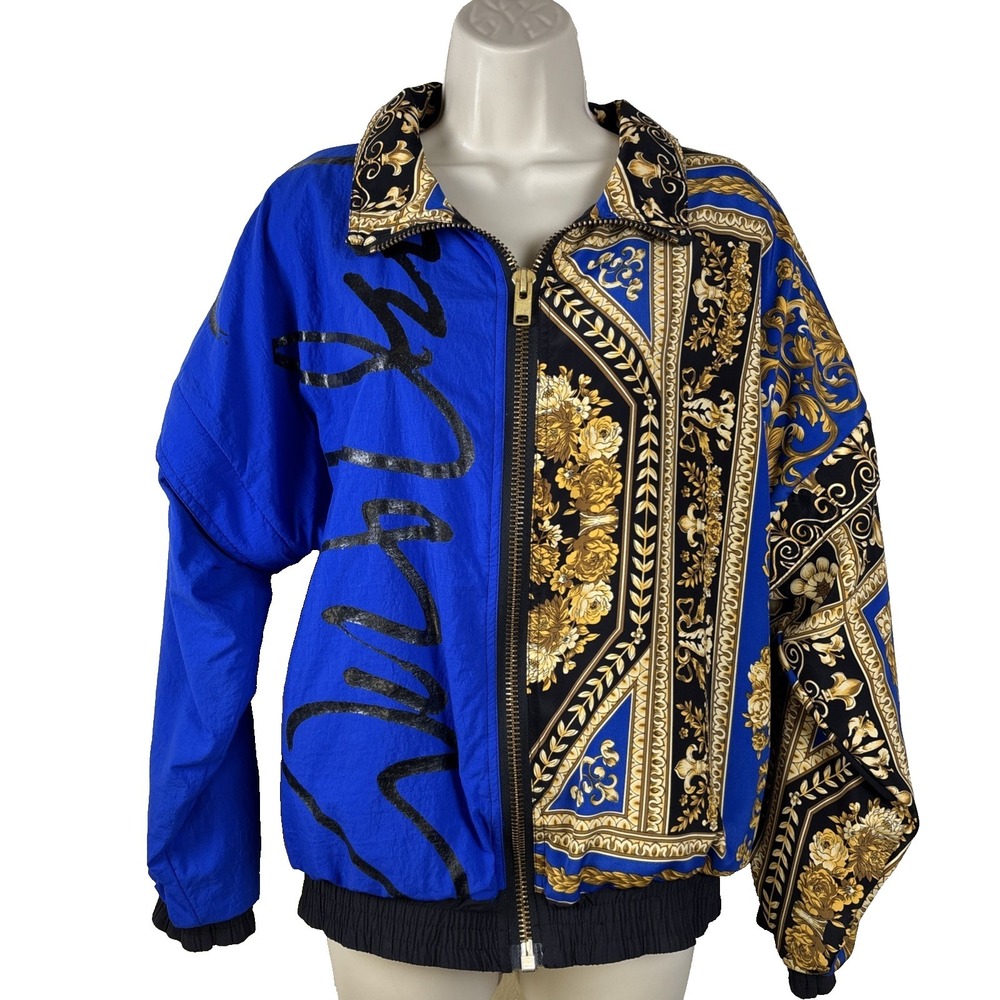 VTG William Serbin Windbreaker Blouson Jacket Baroque Graffiti Zip-off Sleeve